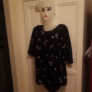 Torrid Black Top with Multicolour Cranes  Sz 2